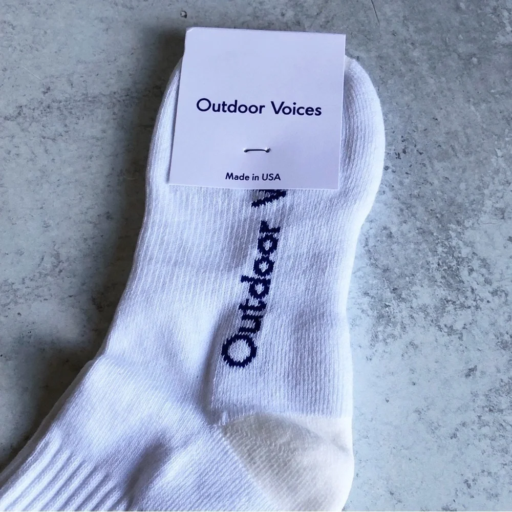 Outdoor Voices Crew Sock White Blue Single Unisex